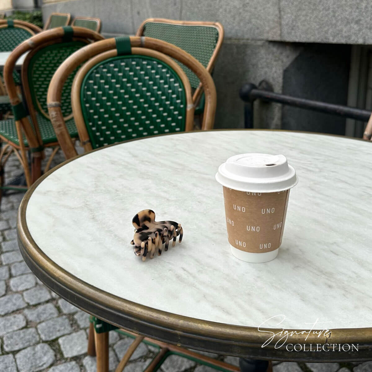 Creme beige svart mönstrad hårklämma