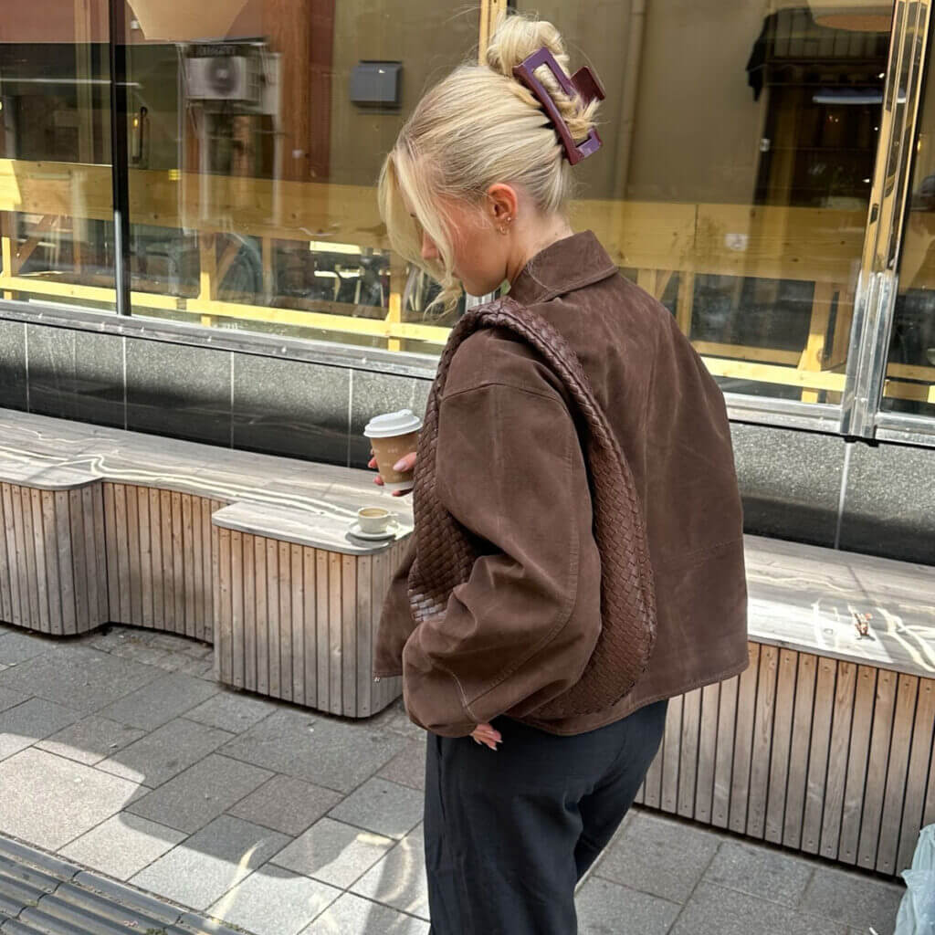 Glansig stor hårklämma i burgundy XL - för långt & tjockt hår