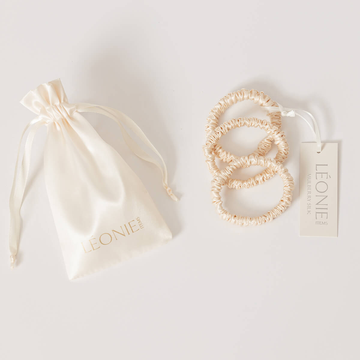 Sidenscrunchie Large Champagne 3-pack
